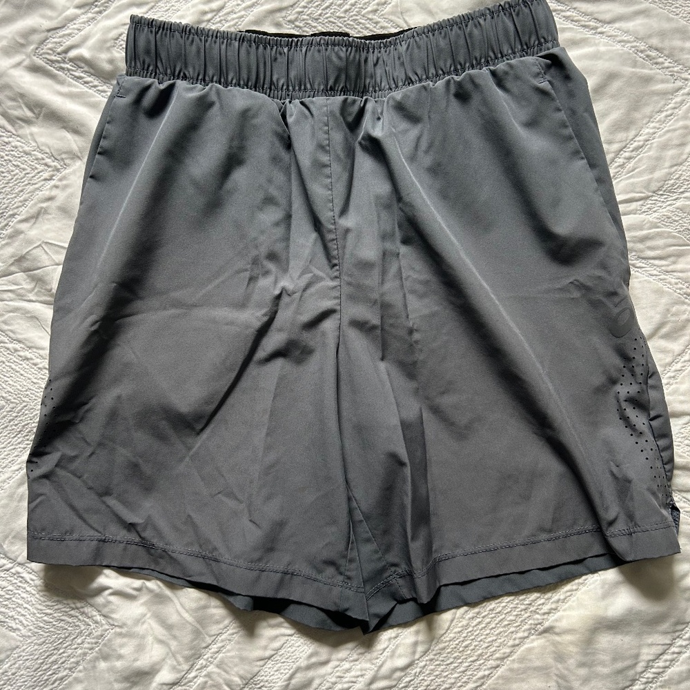 Gray Asics Men's size S lined athletic shorts